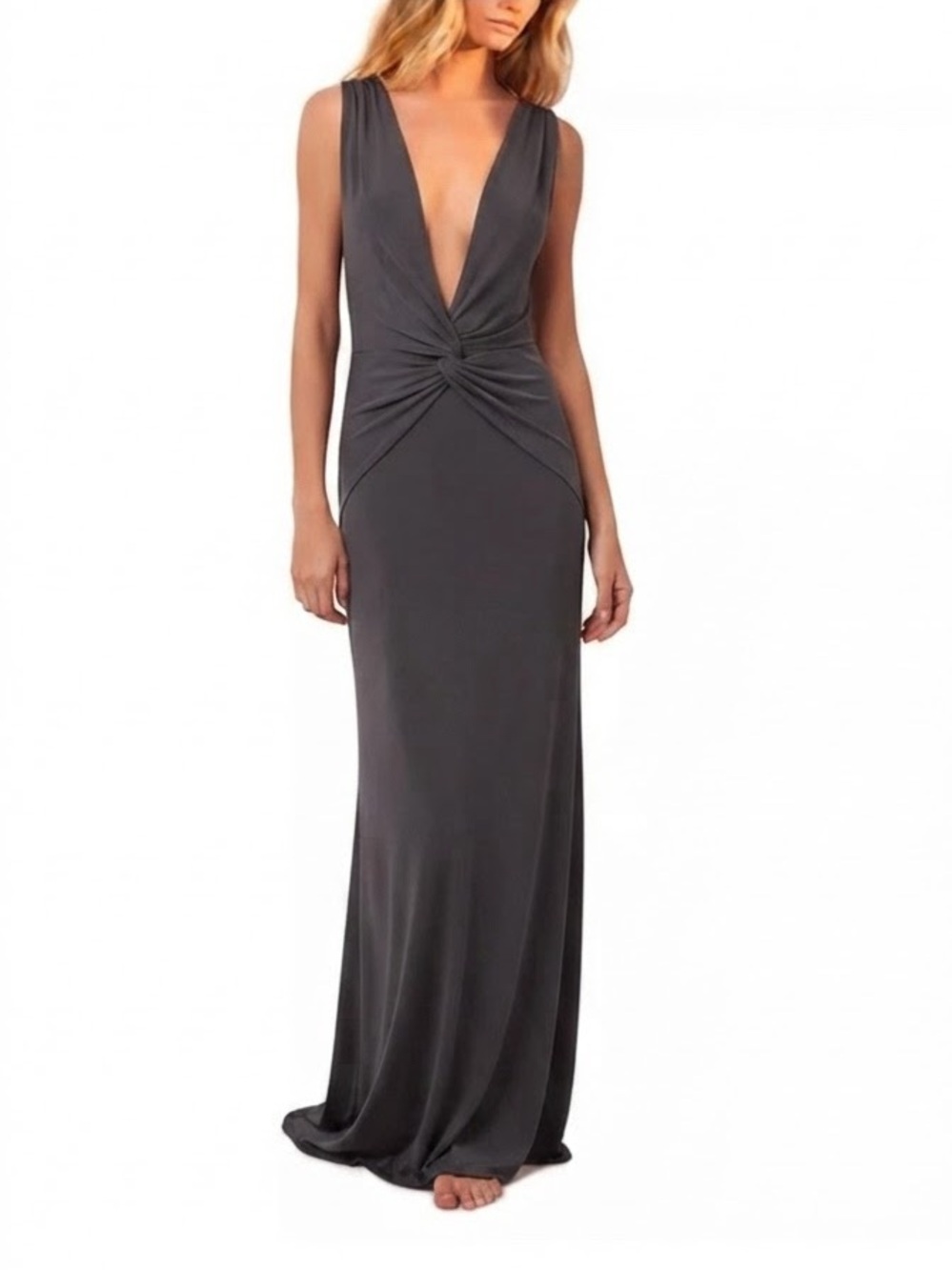 ViX Paula Hermanny Cindy Charcoal Gray Mesh Cover-Up Maxi Dress Size S (2–4)
